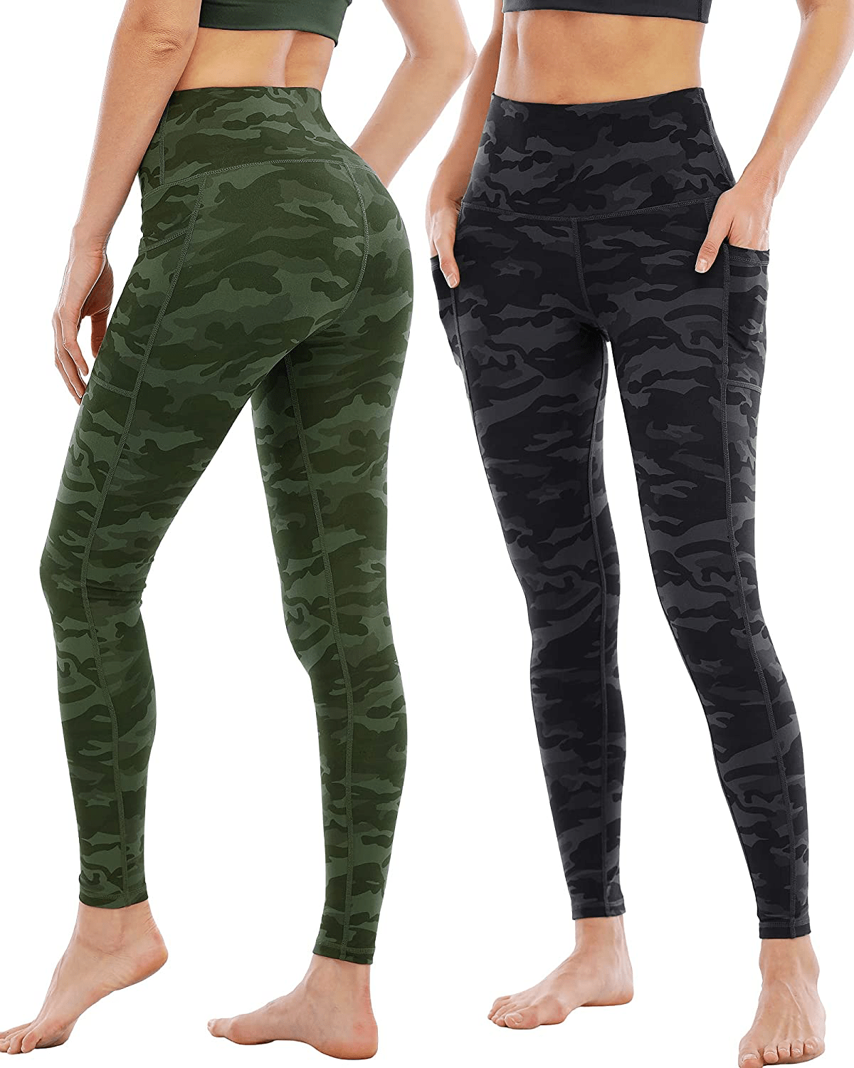 YOUNGCHARM 4 Pack Leggings with Pockets for Women,High Waist Tummy Control Workout Yoga Pants Apparel & Accessories > Clothing > Activewear YOUNGCHARM