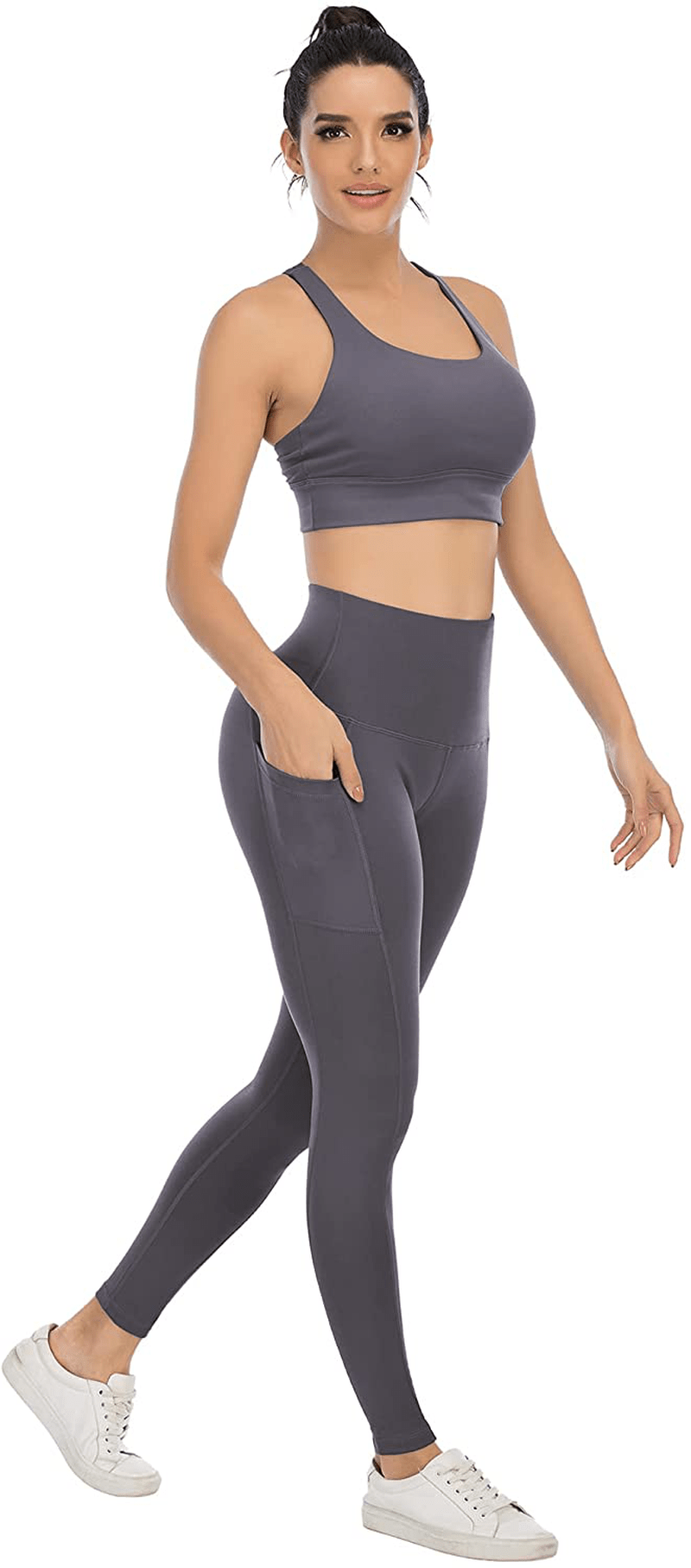 YOUNGCHARM 4 Pack Leggings with Pockets for Women,High Waist Tummy Control Workout Yoga Pants Apparel & Accessories > Clothing > Activewear YOUNGCHARM
