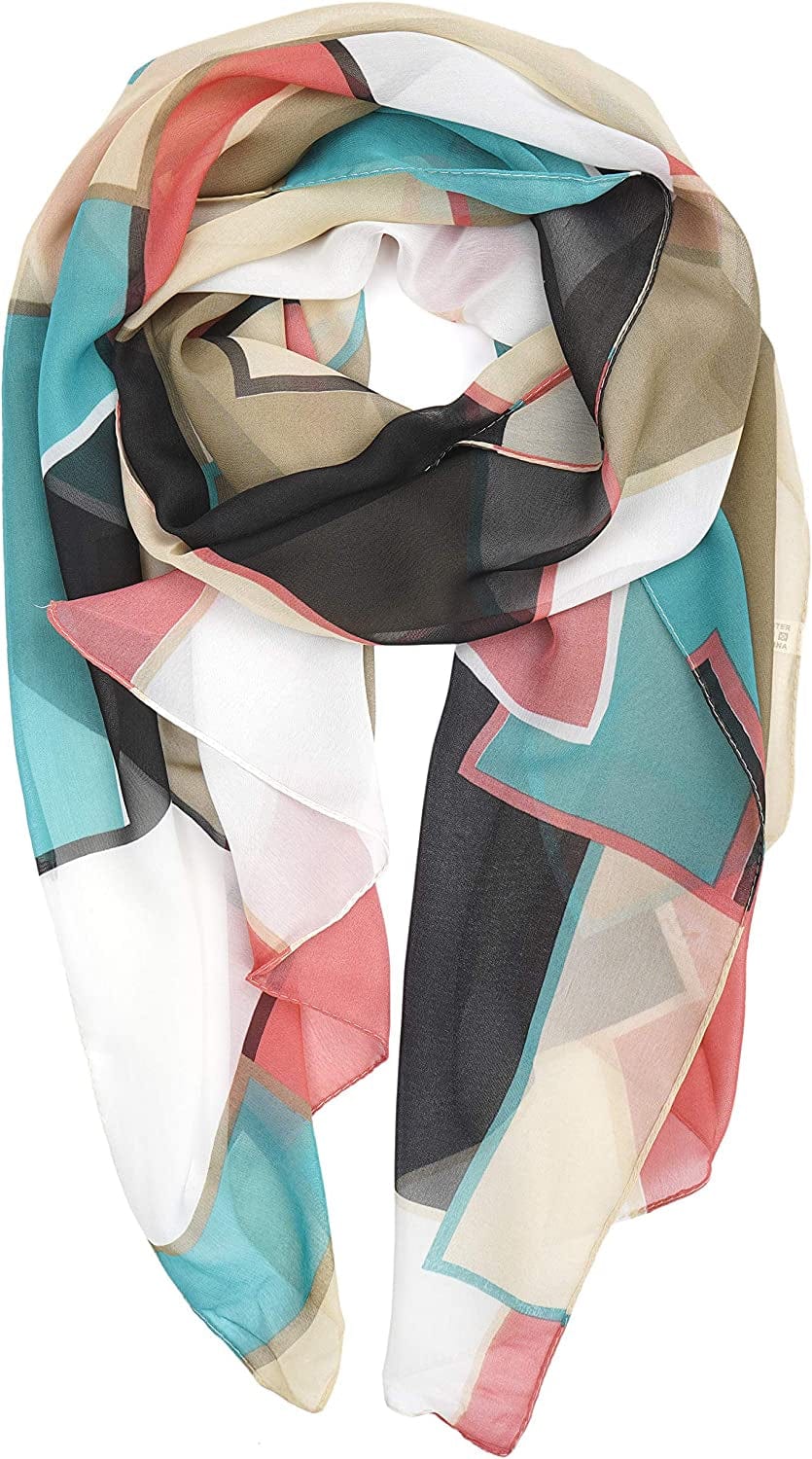 YOUR SMILE Ladies/Women'S Lightweight Floral Print/Solid Color Mixture Shawl Scarf for Spring Summer Season Apparel & Accessories > Clothing Accessories > Scarves & Shawls YOUR SMILE Check/Pink Teal