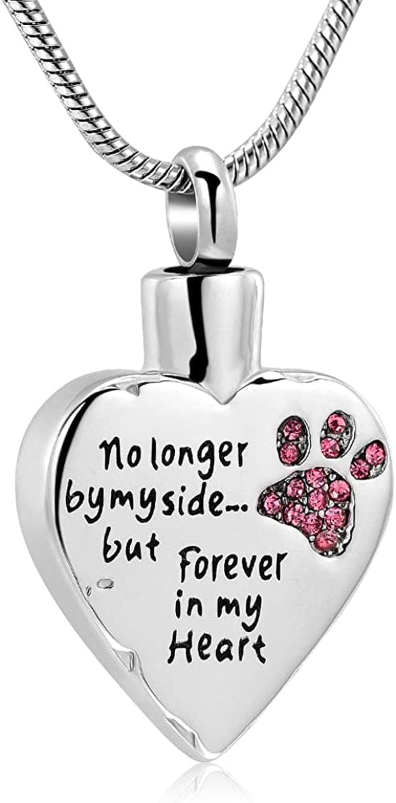Your Wings Were Ready, but My Heart Was Not Stainless Steel Carved Locket Cremation Urn Necklace for Pet Dog Cats Pink