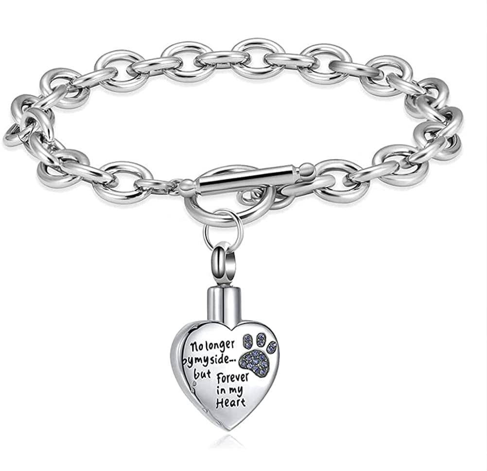 Your Wings Were Ready, but My Heart Was Not Stainless Steel Carved Locket Cremation Urn Necklace for Pet Dog Cats Light blue