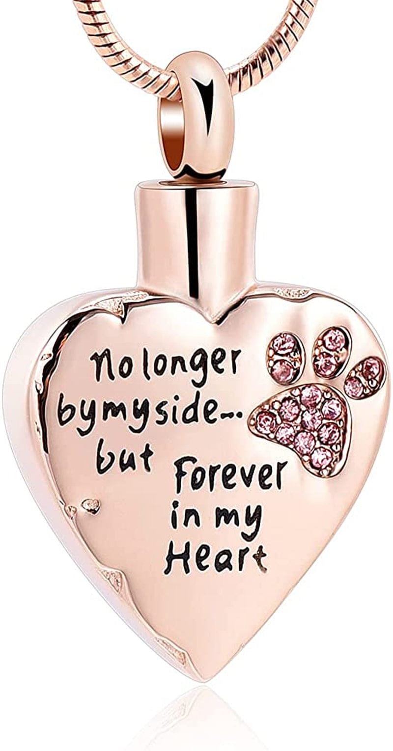 Your Wings Were Ready, but My Heart Was Not Stainless Steel Carved Locket Cremation Urn Necklace for Pet Dog Cats Rose Gold