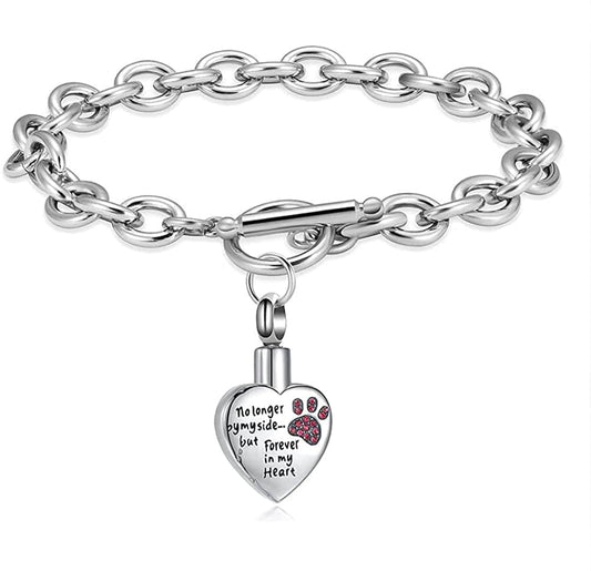 Your Wings Were Ready, but My Heart Was Not Stainless Steel Carved Locket Cremation Urn Necklace for Pet Dog Cats Bracelet-pink