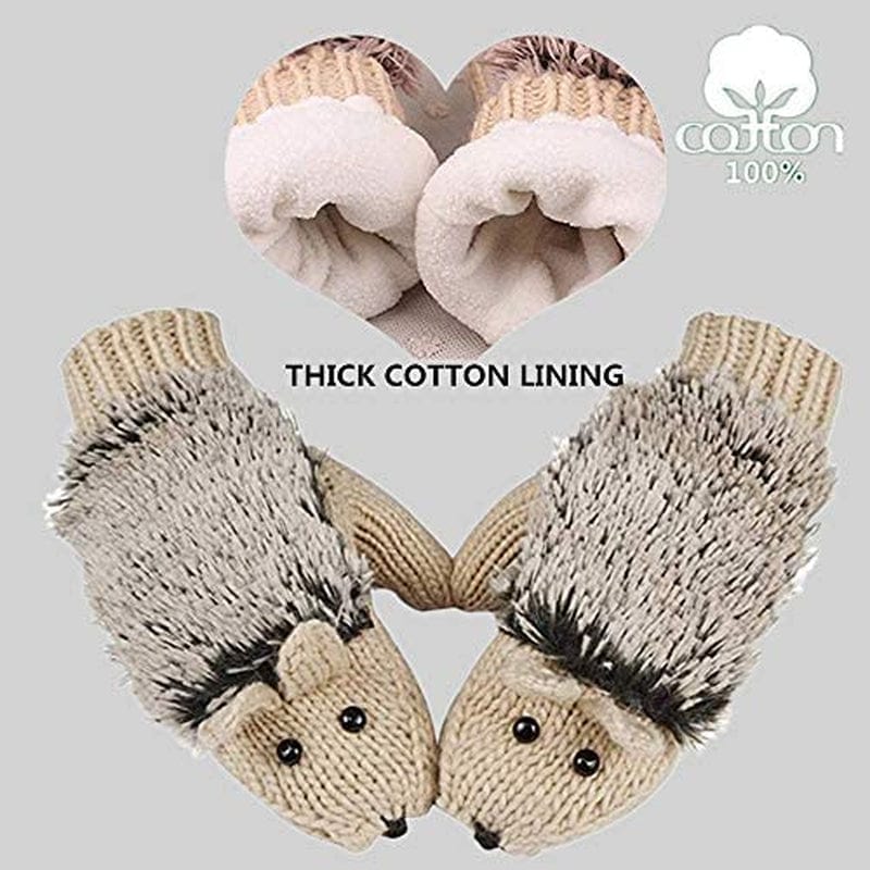 Youzi Women'S Cartoon Hedgehog Winter Cotton Gloves Girls' Thick Mittens Apparel & Accessories > Clothing Accessories > Gloves & Mittens YouZi