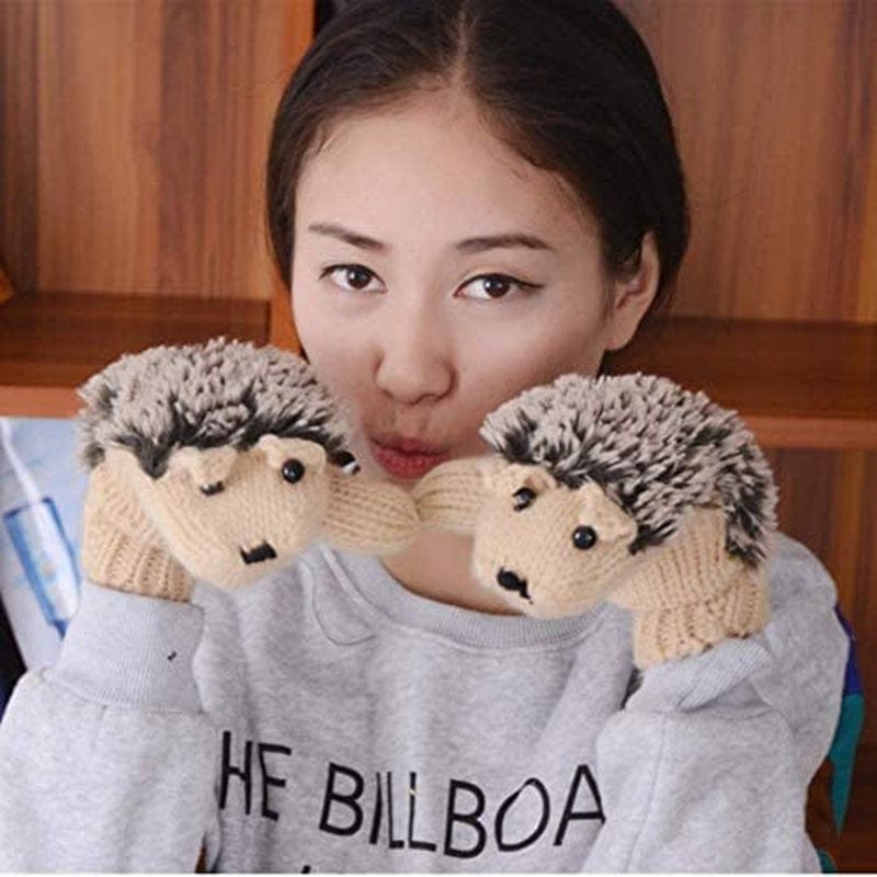 Youzi Women'S Cartoon Hedgehog Winter Cotton Gloves Girls' Thick Mittens Apparel & Accessories > Clothing Accessories > Gloves & Mittens YouZi