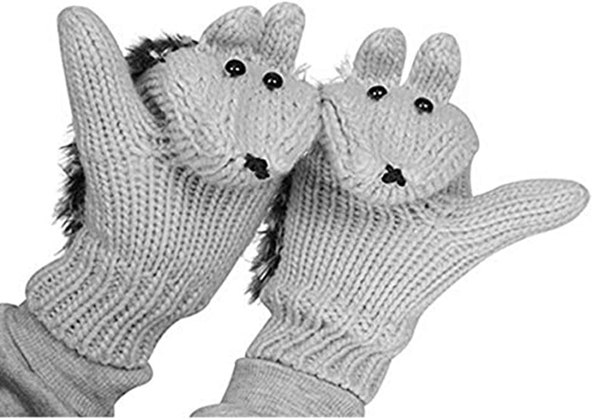 Youzi Women'S Cartoon Hedgehog Winter Cotton Gloves Girls' Thick Mittens Apparel & Accessories > Clothing Accessories > Gloves & Mittens YouZi Light Gray