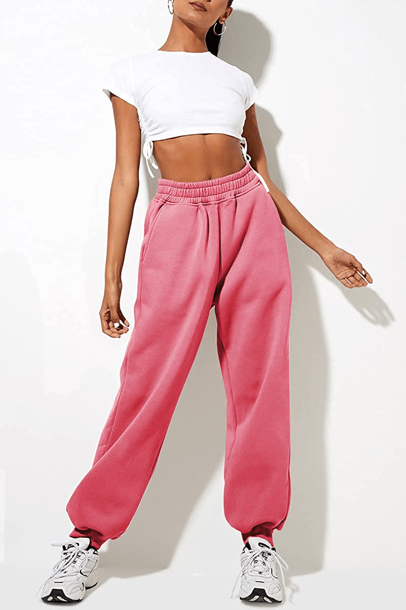 Yovela Womens High Waisted Baggy Sweatpants Comfy Cotton High Waist Jogger Pants Y2K Trendy Lounge Trousers with Pockets Apparel & Accessories > Clothing > Activewear Kylie Max