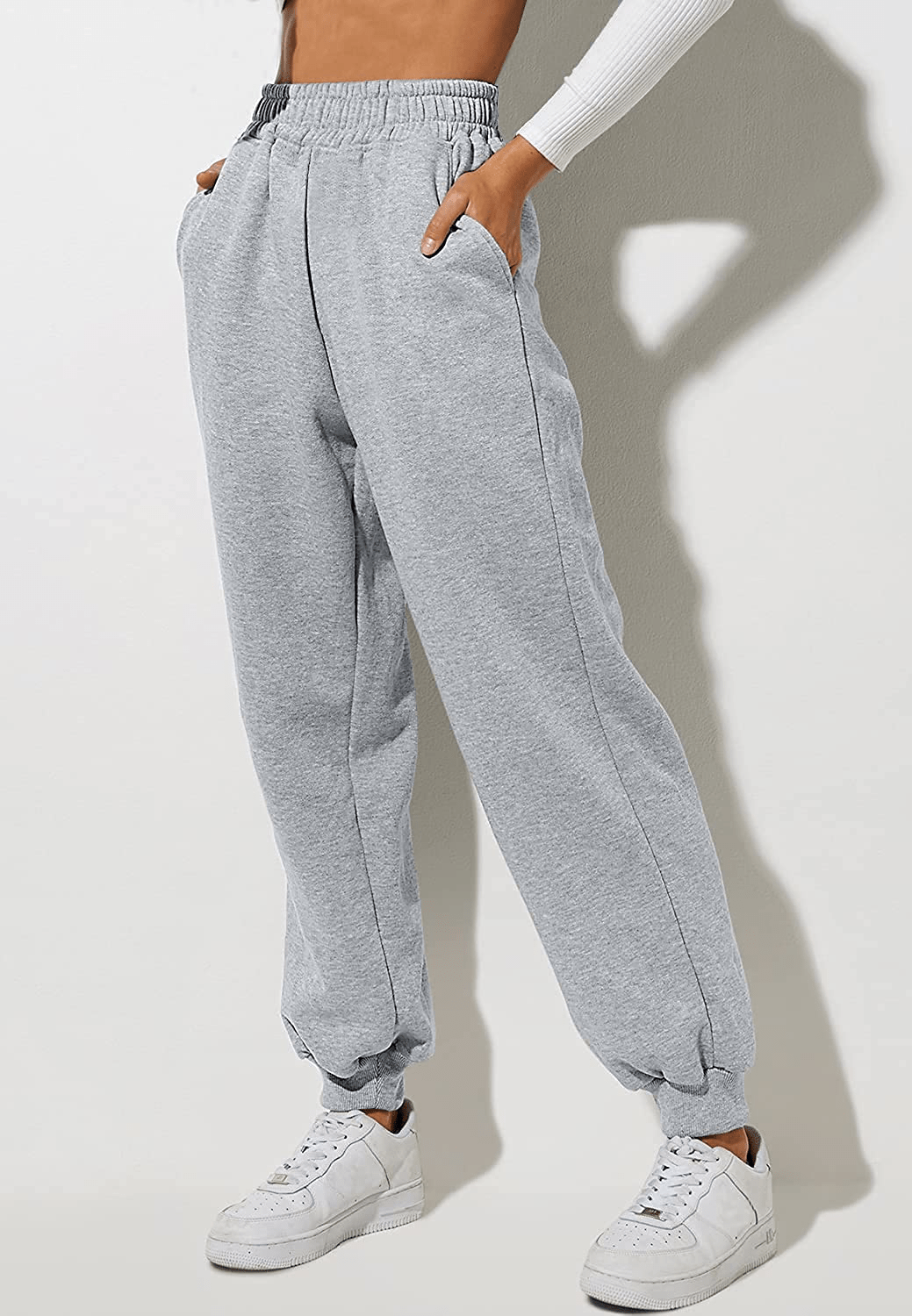 Yovela Womens High Waisted Baggy Sweatpants Comfy Cotton High Waist Jogger Pants Y2K Trendy Lounge Trousers with Pockets Apparel & Accessories > Clothing > Activewear Kylie Max