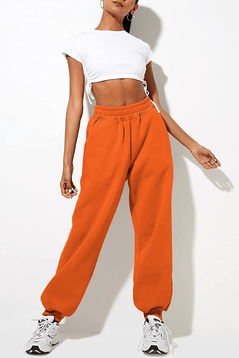 Yovela Womens High Waisted Baggy Sweatpants Comfy Cotton High Waist Jogger Pants Y2K Trendy Lounge Trousers with Pockets Apparel & Accessories > Clothing > Activewear Kylie Max
