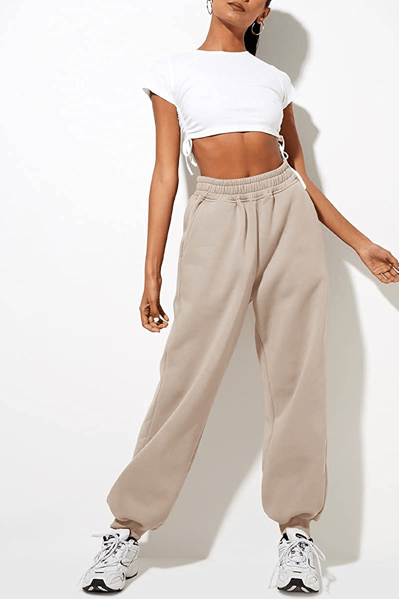 Yovela Womens High Waisted Baggy Sweatpants Comfy Cotton High Waist Jogger Pants Y2K Trendy Lounge Trousers with Pockets Apparel & Accessories > Clothing > Activewear Kylie Max
