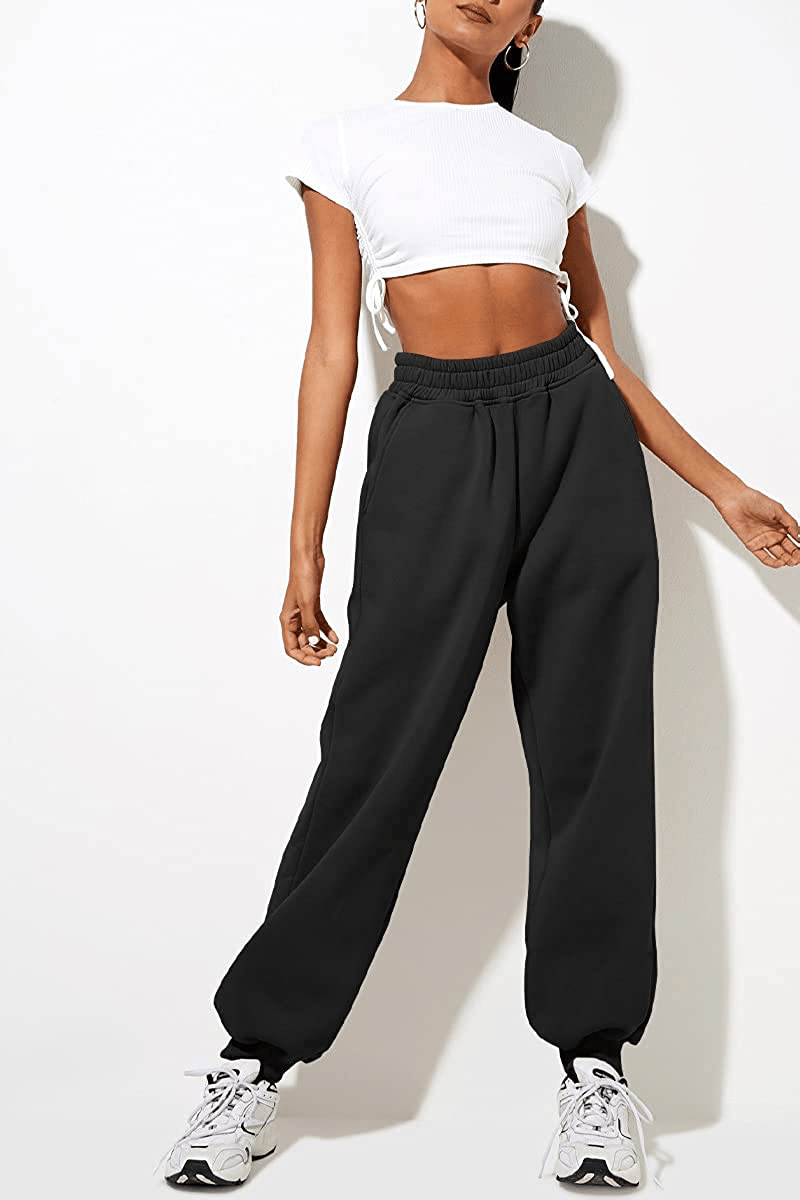 Yovela Womens High Waisted Baggy Sweatpants Comfy Cotton High Waist Jogger Pants Y2K Trendy Lounge Trousers with Pockets Apparel & Accessories > Clothing > Activewear Kylie Max