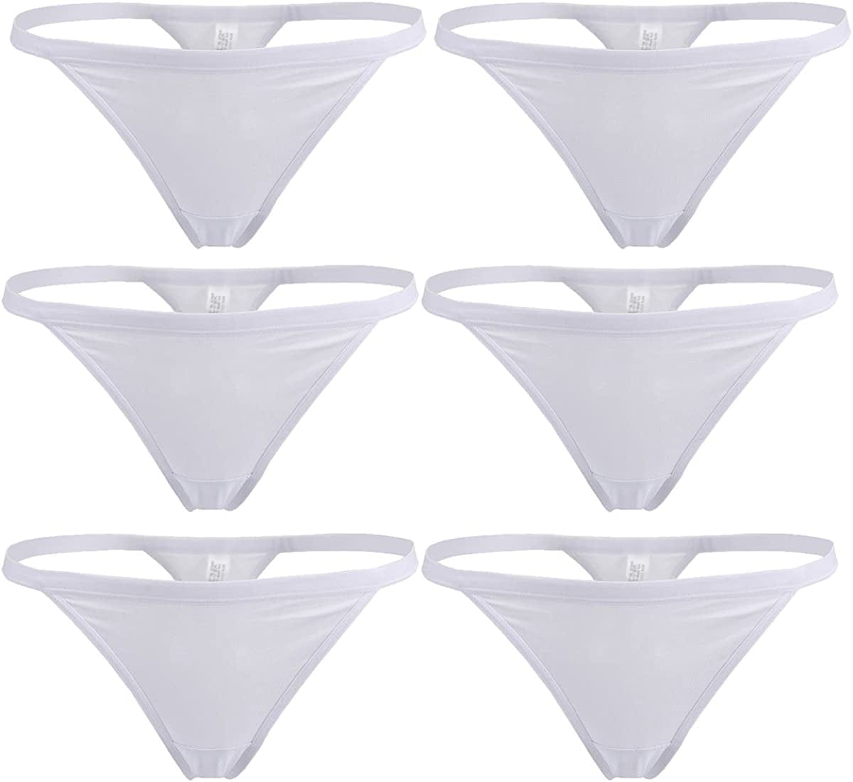 YOYI FASHION Women Cotton Low Rise Soft Breathable T-Back G-String Thong Panties Multi Packs White-6 Packs / X-Small-Small