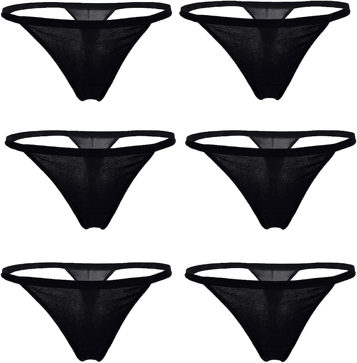 YOYI FASHION Women Cotton Low Rise Soft Breathable T-Back G-String Thong Panties Multi Packs Black-6 Packs / X-Large-XX-Large