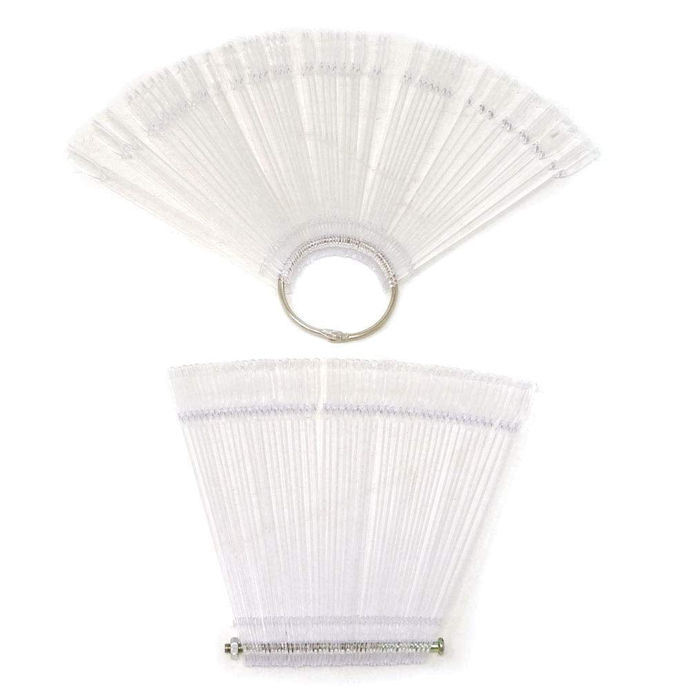 Yueton 2 Set Total 100 Tips Transparent Fan-Shaped Nail Art Tips Display Polish Board Display Practice Sticks Tool with Metal Screw Split Ring Holder Health & Beauty > Personal Care > Cosmetics > Cosmetic Tools > Nail Tools yueton