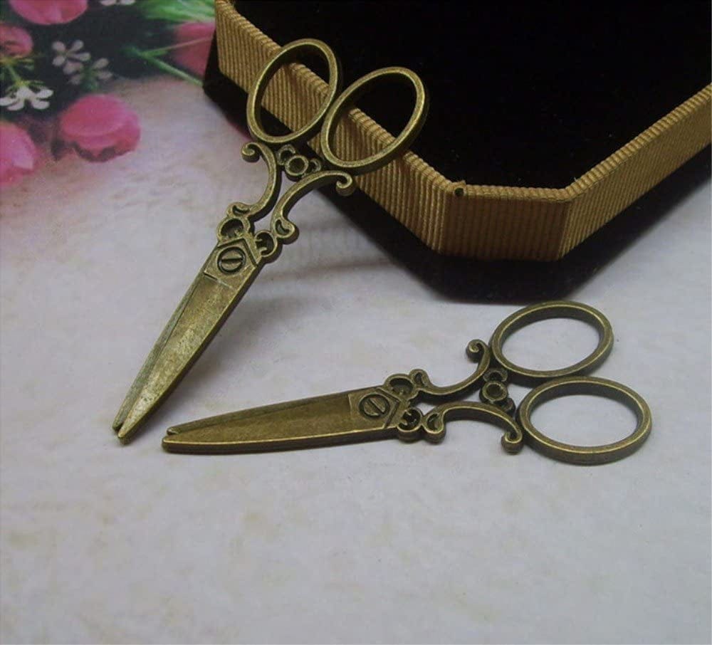 Yueton 40Pcs Vintage Scissors Shape Metal Charms Pendant DIY Craft Jewelry Making Accessory (Bronze) Bronze