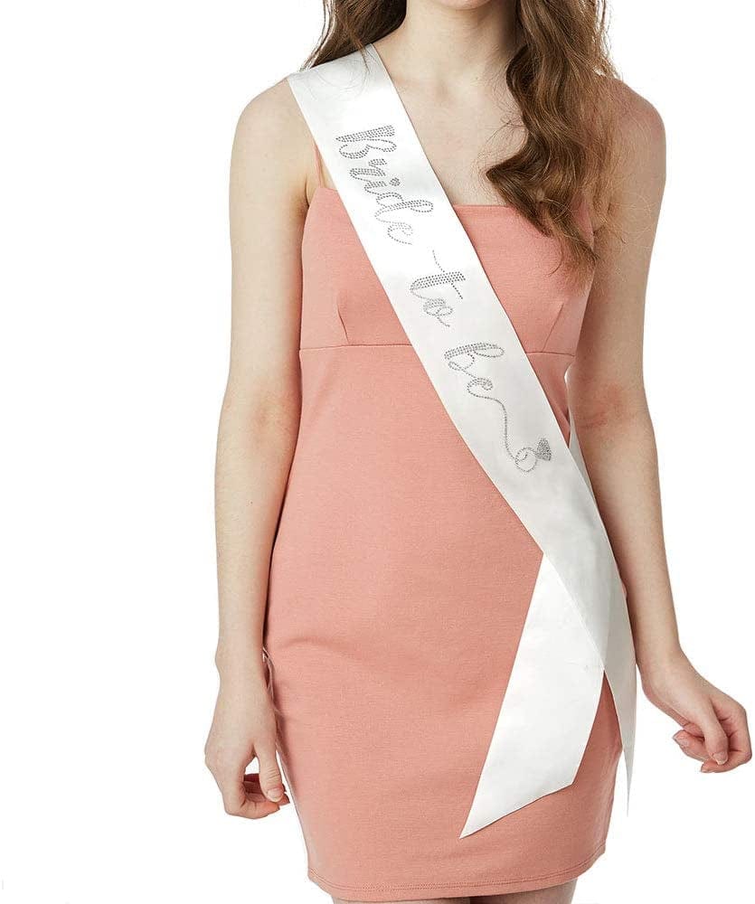 YULIPS Bride to Be Sash - Bachelorette Party Sash Bridal Shower Hen Party Wedding Party Accessories (White&Rhinestone) Apparel & Accessories > Clothing Accessories > Sashes YULIPS