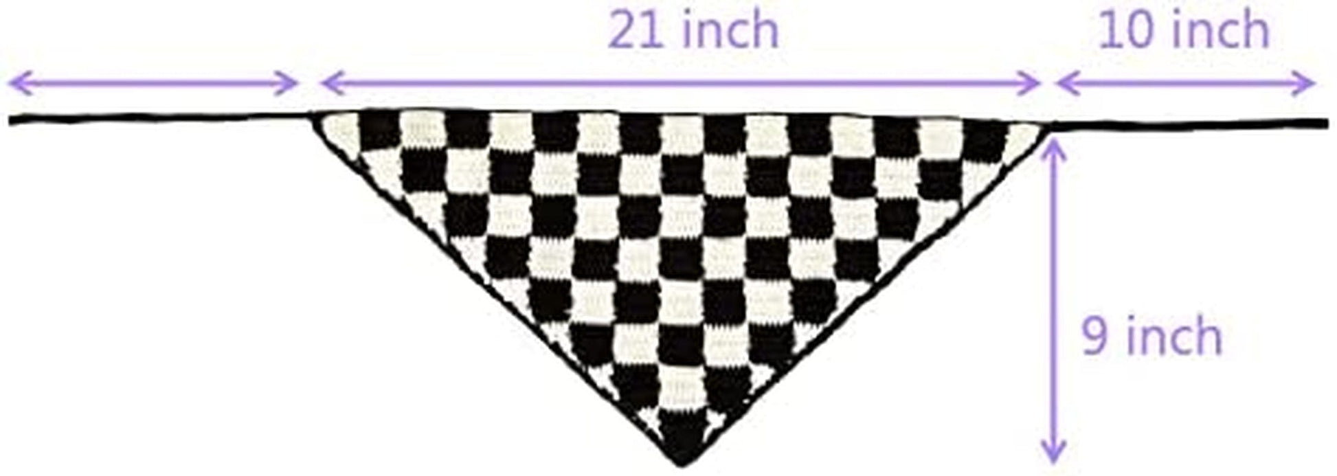 Yummyyoung Checkered Crochet Bandana Handmade Headband Y2K Kerchief Headscarf Hair Tie Back Scarf for Womens Black White Checkered Apparel & Accessories > Clothing Accessories > Bandanas & Headties YummyYoung