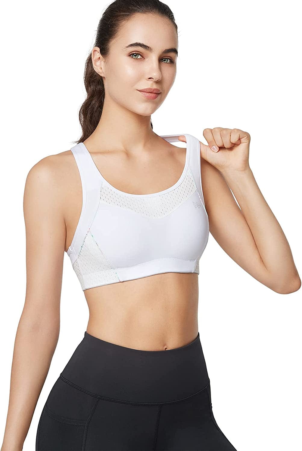 Yvette Racerback Sports Bra - High Impact Workout Gym Activewear Sports Bras for Women Running Yoga Bras