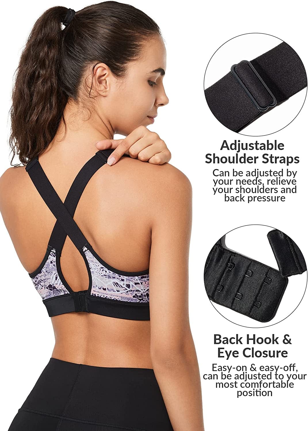 Yvette Yoga Sports Bras for Women Adjustable Straps Criss Cross Back Moleded Cup Swim Sports Bra Swimsuit Top