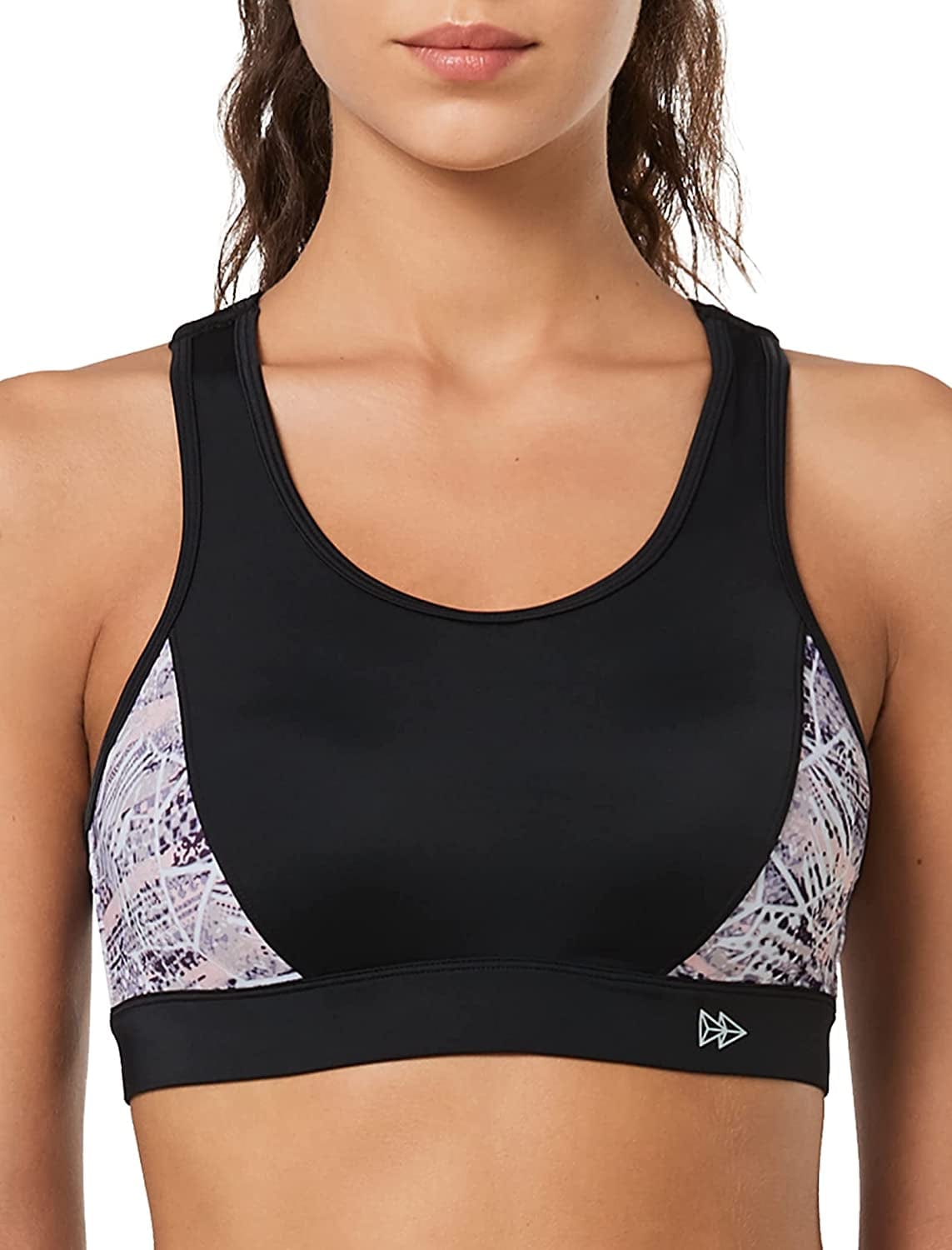 Yvette Yoga Sports Bras for Women Adjustable Straps Criss Cross Back Moleded Cup Swim Sports Bra Swimsuit Top Black / Medium