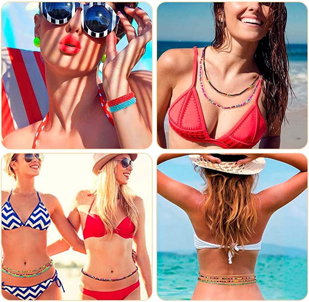 YWLI 24 PCS Waist Beads for Women - Waist Chain Women Body Chain, Beach Bikini Belly Chains for Women Girls, Summer Fashion Women Jewelry, Gifts for Women Apparel & Accessories > Jewelry > Body Jewelry YWLI