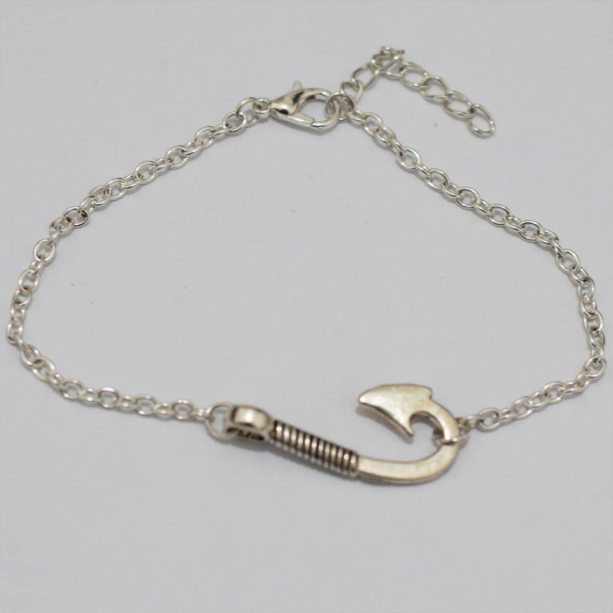 Yyaaloa 40Pcs Fishhook Style Charms Pendants DIY Antique Charms Pendant for Crafting Pack of 40 (Silver Vintage Fishhook Style Charms) Silver Vintage Fishhook Style Charms