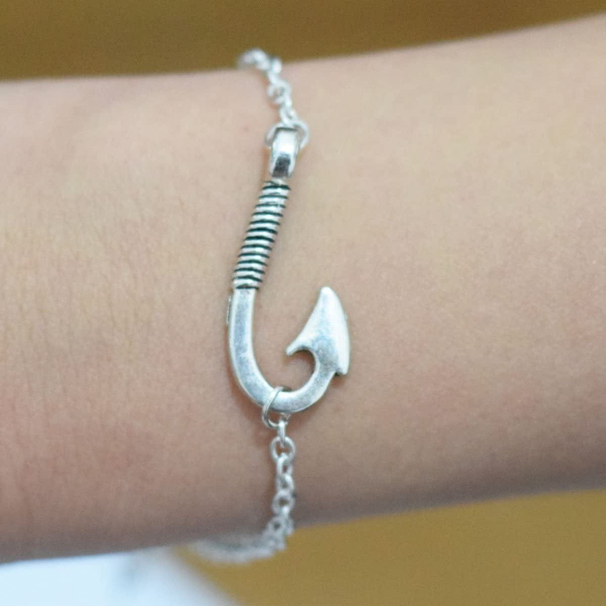 Yyaaloa 40Pcs Fishhook Style Charms Pendants DIY Antique Charms Pendant for Crafting Pack of 40 (Silver Vintage Fishhook Style Charms) Silver Vintage Fishhook Style Charms