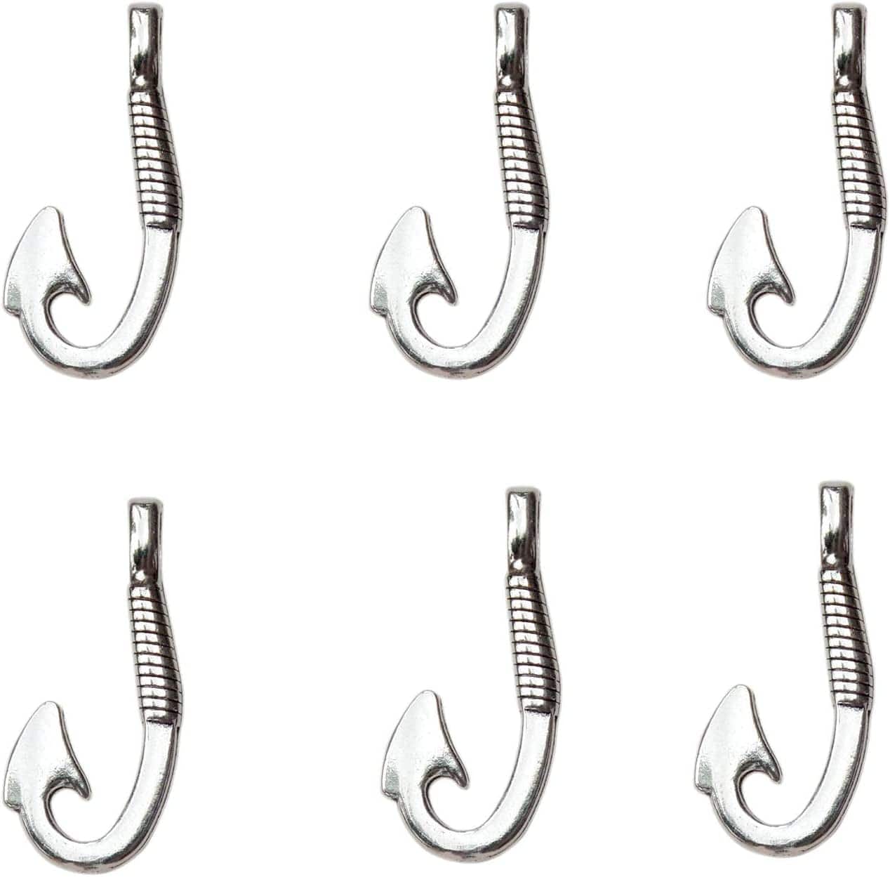 Yyaaloa 40Pcs Fishhook Style Charms Pendants DIY Antique Charms Pendant for Crafting Pack of 40 (Silver Vintage Fishhook Style Charms) Silver Vintage Fishhook Style Charms