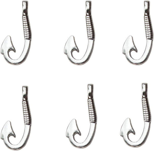 Yyaaloa 40Pcs Fishhook Style Charms Pendants DIY Antique Charms Pendant for Crafting Pack of 40 (Silver Vintage Fishhook Style Charms) Silver Vintage Fishhook Style Charms
