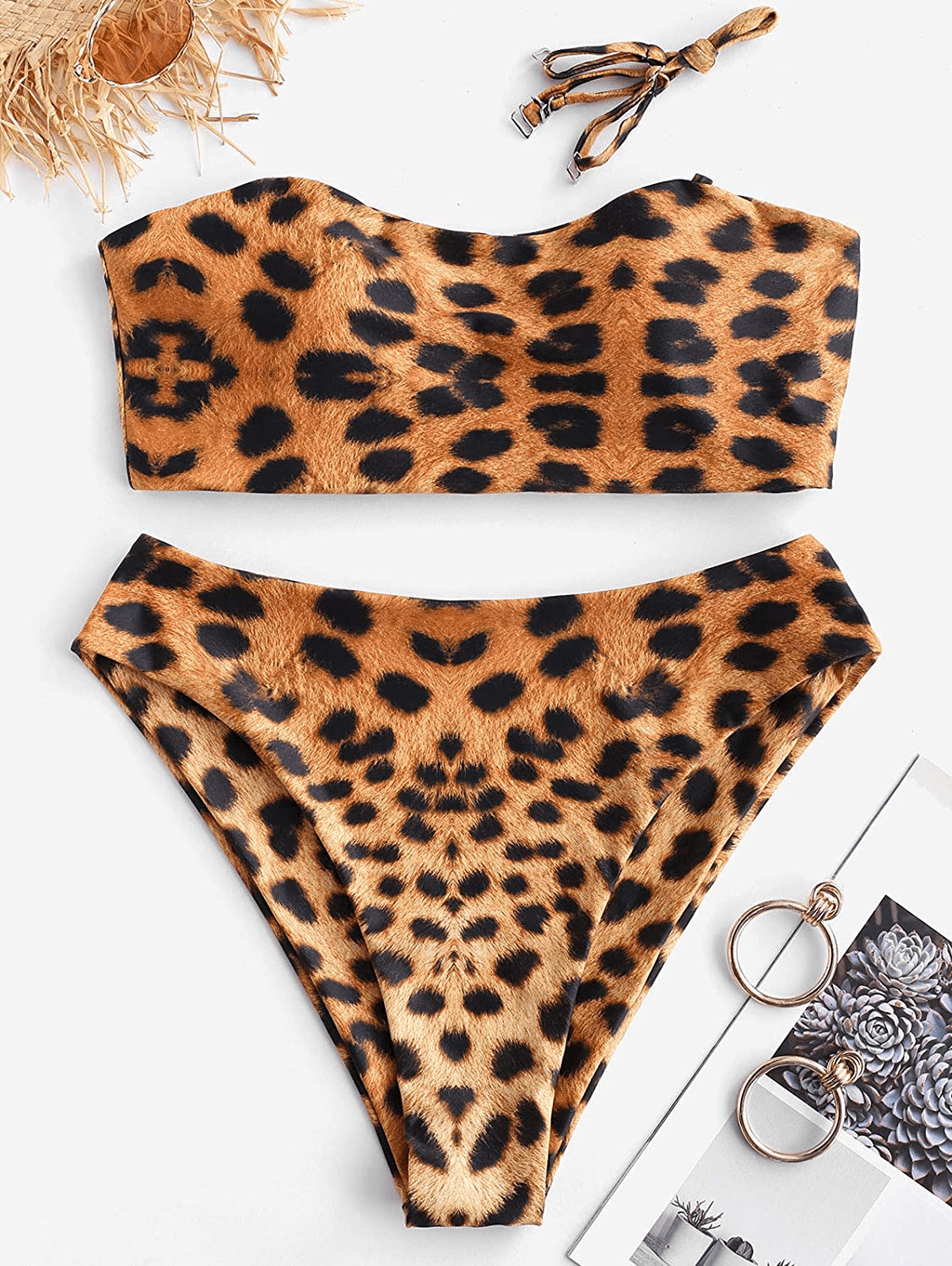 ZAFUL Bikini Removable Straps Bandeau Two Piece Bathing Suits for Women Apparel & Accessories > Clothing > Swimwear ZAFUL