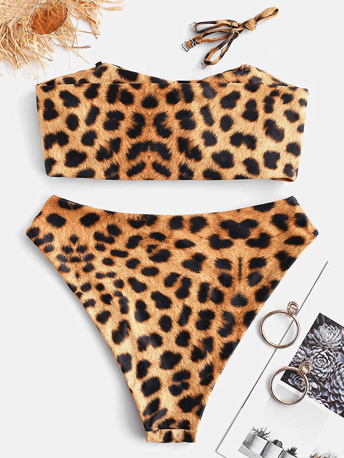 ZAFUL Bikini Removable Straps Bandeau Two Piece Bathing Suits for Women Apparel & Accessories > Clothing > Swimwear ZAFUL