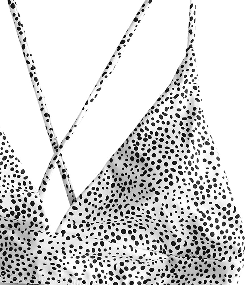 ZAFUL Women Braided Straps Lace up Contrast Bikini Set Bralette Swimsuit Flower Bathing Suit Cross Low Waist Swimwear Kylie Max