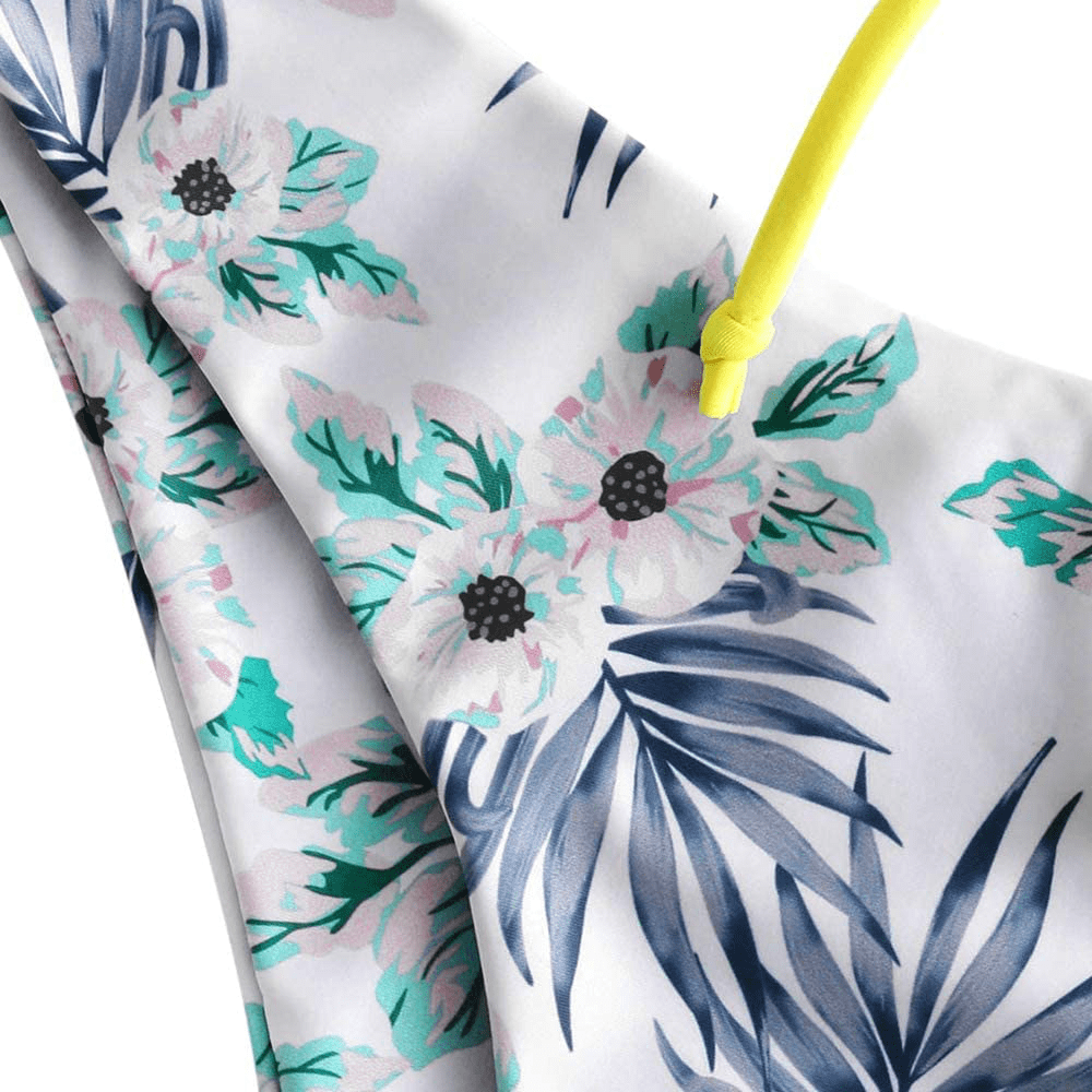 ZAFUL Women Braided Straps Lace up Contrast Bikini Set Bralette Swimsuit Flower Bathing Suit Cross Low Waist Swimwear  Kylie Max