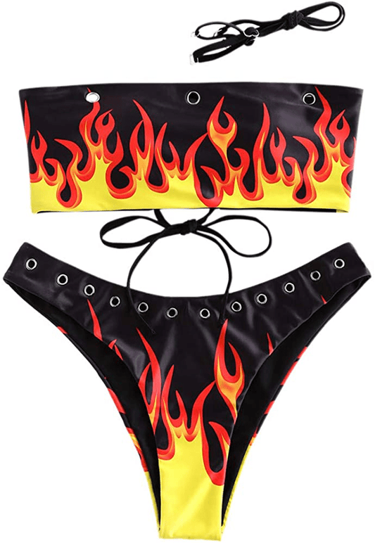 ZAFUL Women'S Back Lace-Up Bandeau Bikini Set  Kylie Max