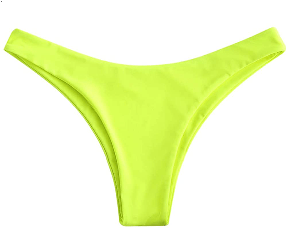 ZAFUL Women’s Floral Print Push-up V-Wire Lettuce Bikini Set High Cut Spaghetti Straps Underwire Padded Swimsuit Apparel & Accessories > Clothing > Swimwear ZAFUL Green Yellow-bottom Small