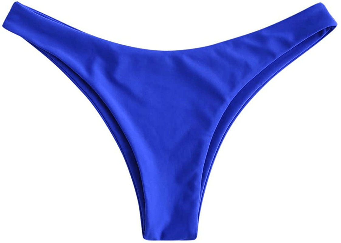 ZAFUL Women’s Floral Print Push-up V-Wire Lettuce Bikini Set High Cut Spaghetti Straps Underwire Padded Swimsuit Apparel & Accessories > Clothing > Swimwear ZAFUL Cobalt Blue-bottom Medium