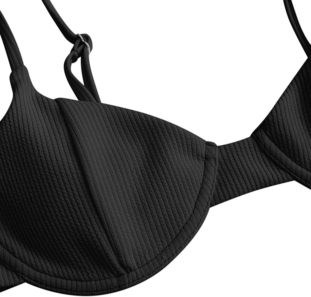 ZAFUL Women’s Floral Print Push-up V-Wire Lettuce Bikini Set High Cut Spaghetti Straps Underwire Padded Swimsuit Apparel & Accessories > Clothing > Swimwear ZAFUL