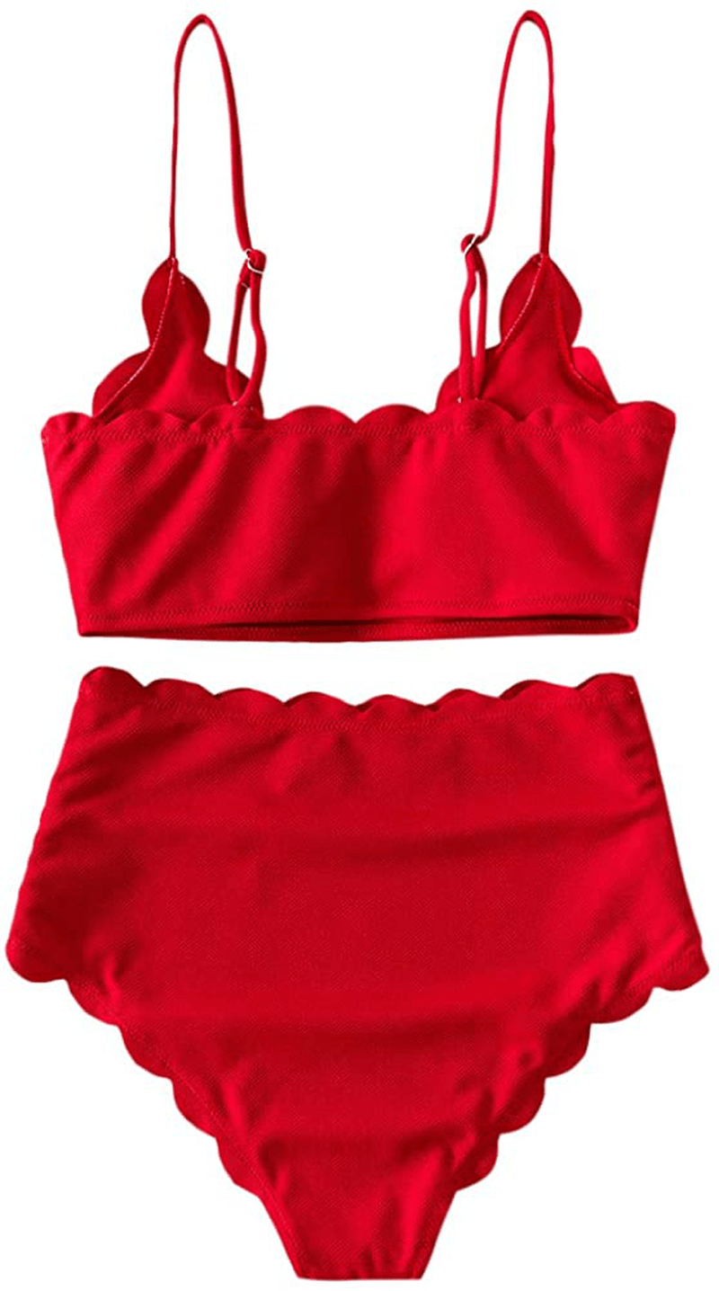 ZAFUL Women's High Waisted Wide Strap Adjustable Back Lace-up Bikini Set Swimsuit Apparel & Accessories > Clothing > Swimwear ZAFUL