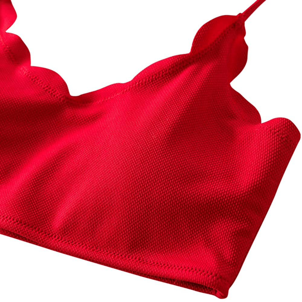 ZAFUL Women's High Waisted Wide Strap Adjustable Back Lace-up Bikini Set Swimsuit Apparel & Accessories > Clothing > Swimwear ZAFUL
