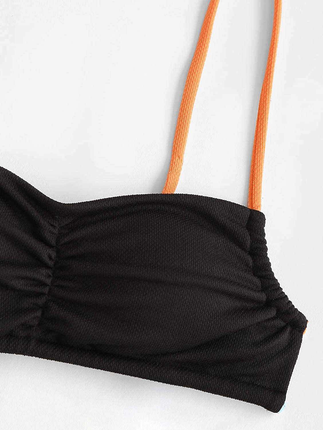 ZAFUL Women's Ribbed Braided String Bikini Lace Up Criss Cross Swimsuit Square Collar High Cut Bathing Suit Apparel & Accessories > Clothing > Swimwear ZAFUL
