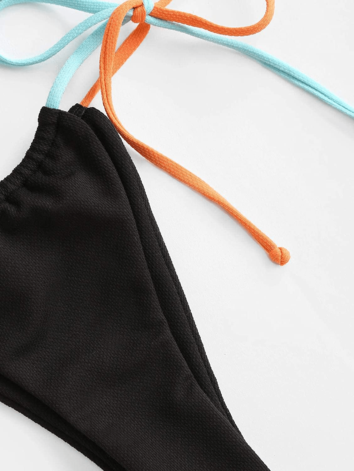 ZAFUL Women's Ribbed Braided String Bikini Lace Up Criss Cross Swimsuit Square Collar High Cut Bathing Suit Apparel & Accessories > Clothing > Swimwear ZAFUL