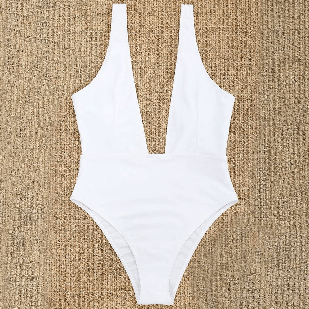 ZAFUL Women'S Sexy Plunging Neck Solid Color One Piece Swimwear Apparel & Accessories > Clothing > Swimwear Kylie Max