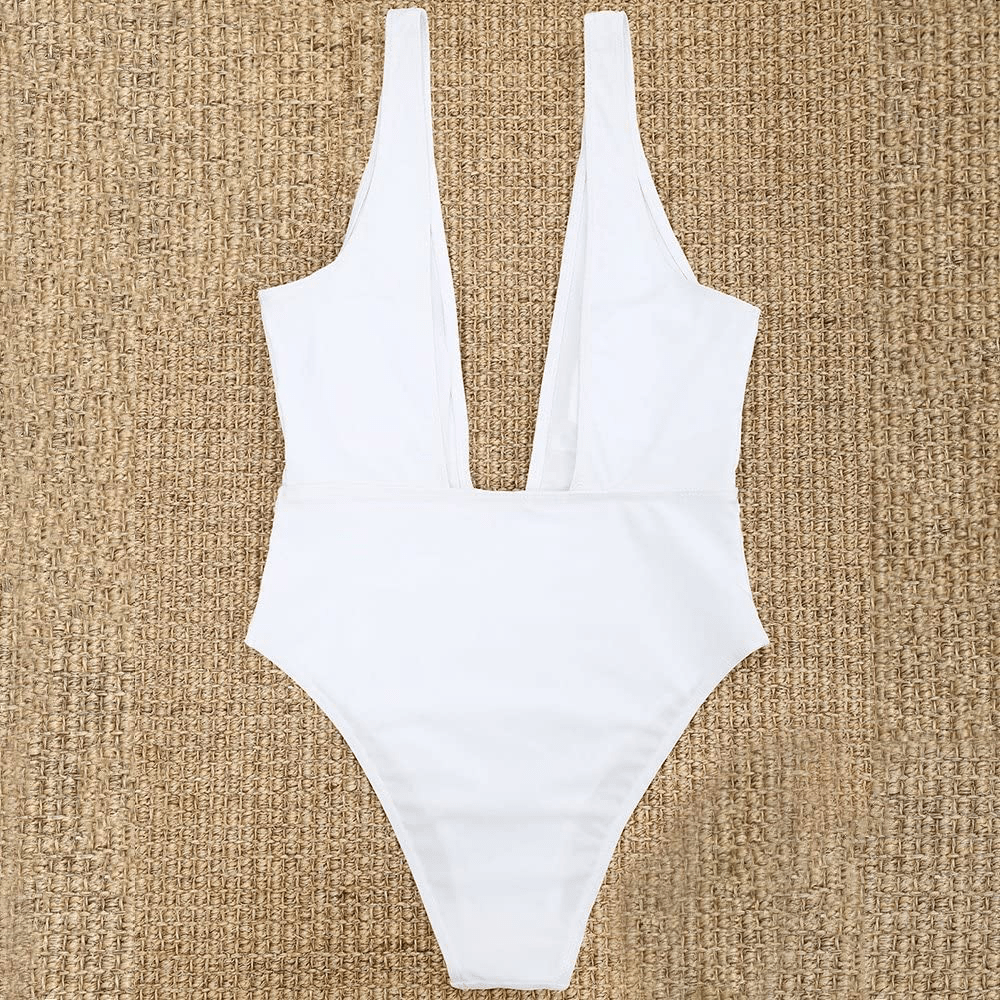 ZAFUL Women'S Sexy Plunging Neck Solid Color One Piece Swimwear Apparel & Accessories > Clothing > Swimwear Kylie Max