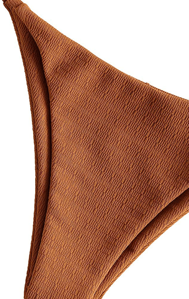 ZAFUL Women'S Sexy Spaghetti Strap Smocked String Triangle 2 Piece Bikini Set Swimsuits Apparel & Accessories > Clothing > Swimwear Kylie Max