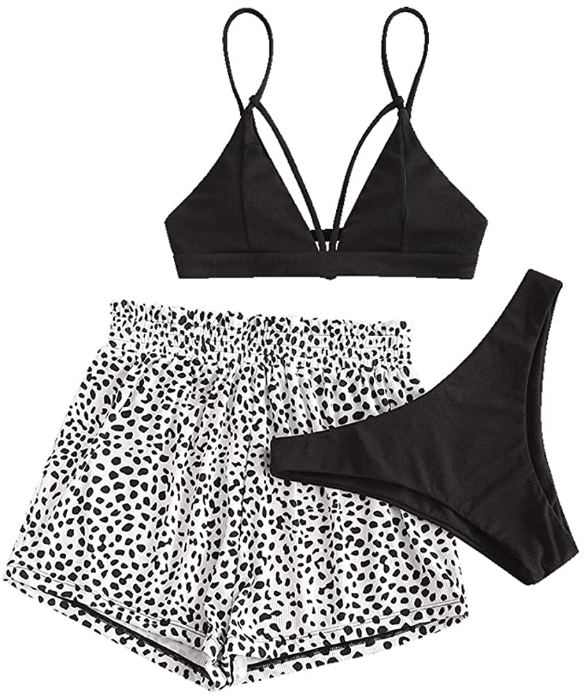 ZAFUL Women's Strappy Lace Up Cut Out High Leg Bikini Set Two Piece Swimsuit Apparel & Accessories > Clothing > Swimwear ZAFUL H-black Large