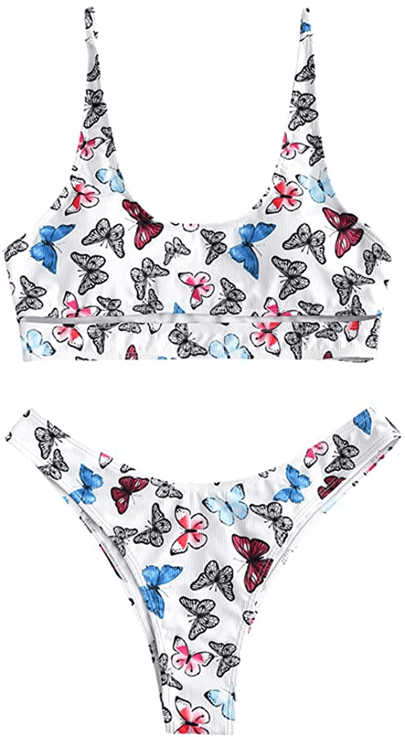 ZAFUL Women's Tie Dye V-Notch Cutout High Cut Bikini Set Two Piece Swimsuit Apparel & Accessories > Clothing > Swimwear ZAFUL K-multi Large