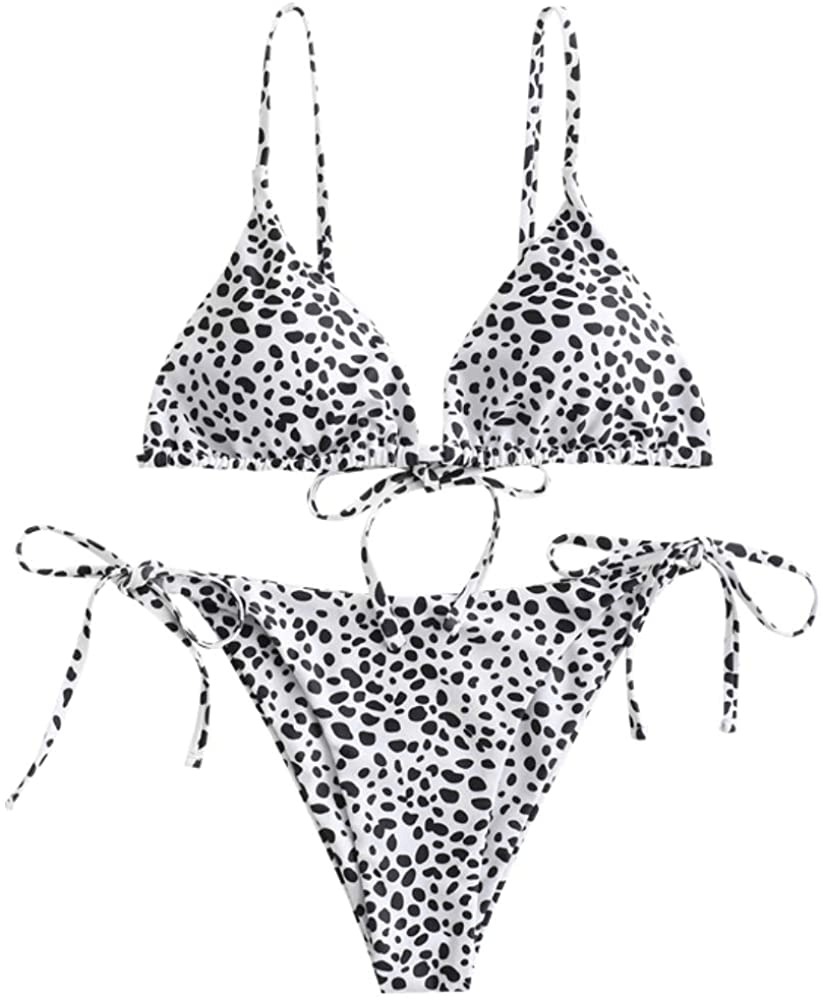 ZAFUL Women's Whip Stitch Textured String Triangle Bikini Set Two Piece Swimsuit Apparel & Accessories > Clothing > Swimwear ZAFUL Zf-white Large