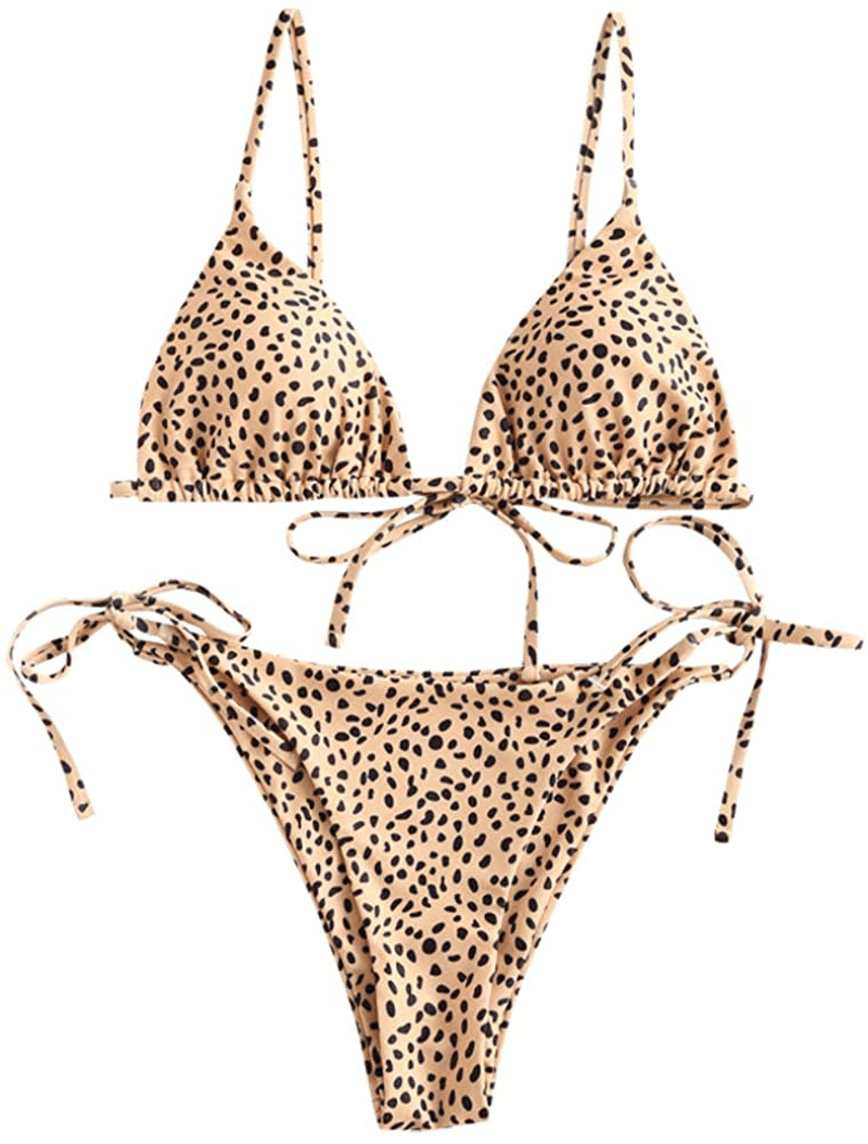 ZAFUL Women's Whip Stitch Textured String Triangle Bikini Set Two Piece Swimsuit Apparel & Accessories > Clothing > Swimwear ZAFUL Zf-deep Yellow Medium
