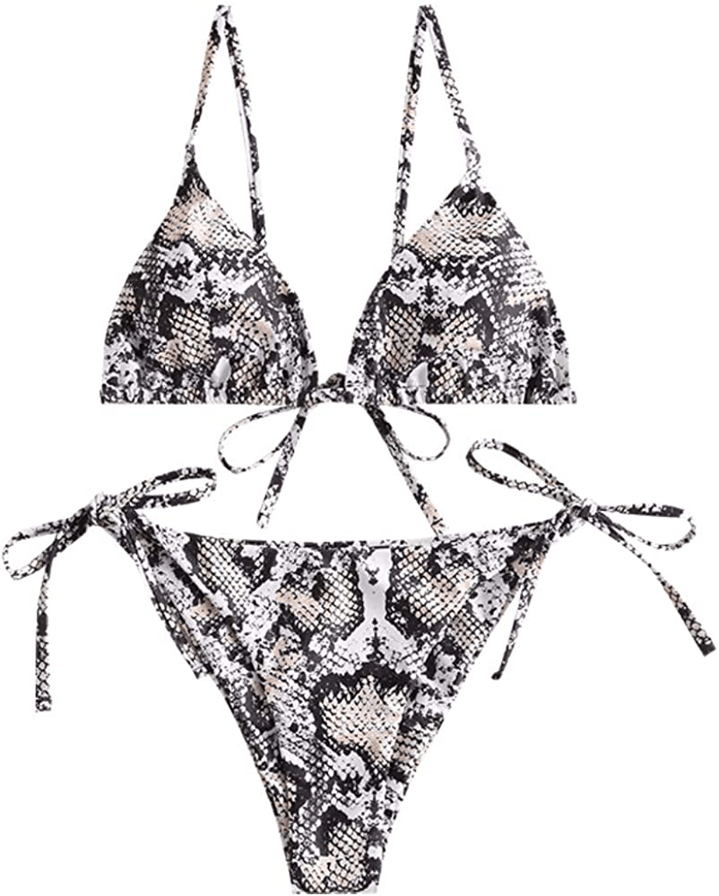 ZAFUL Women's Whip Stitch Textured String Triangle Bikini Set Two Piece Swimsuit Apparel & Accessories > Clothing > Swimwear ZAFUL Zf-orange Gold Small