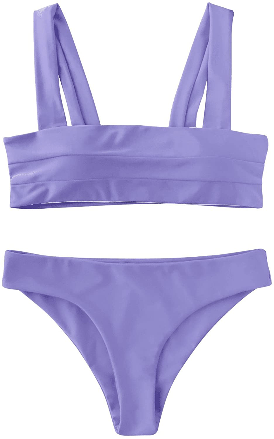 ZAFUL Women's Wide Straps Padded Bandeau Bikini Set Apparel & Accessories > Clothing > Swimwear ZAFUL Purple Large